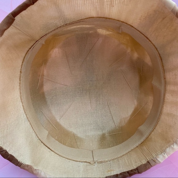 Vintage 2-Tone Brown Bucket Fascinator Hat - Picture 7 of 8